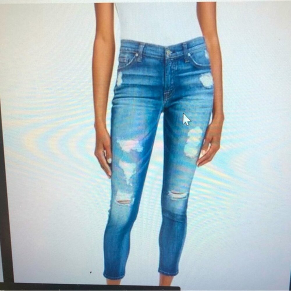 7 FOR ALL MANKIND destroyed distressed skinny jeans